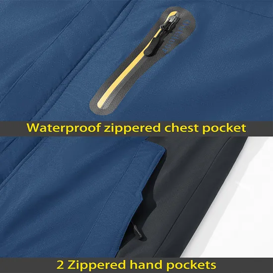 Men's Waterproof Winter Snow Coat Warm Hooded Raincoat Windproof Windbreakers Ski Jacket