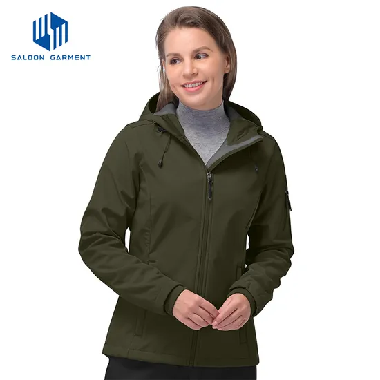Custom Women Workwear Outdoor Sports Camping Coats Waterproof Softshell Jacket with Hood
