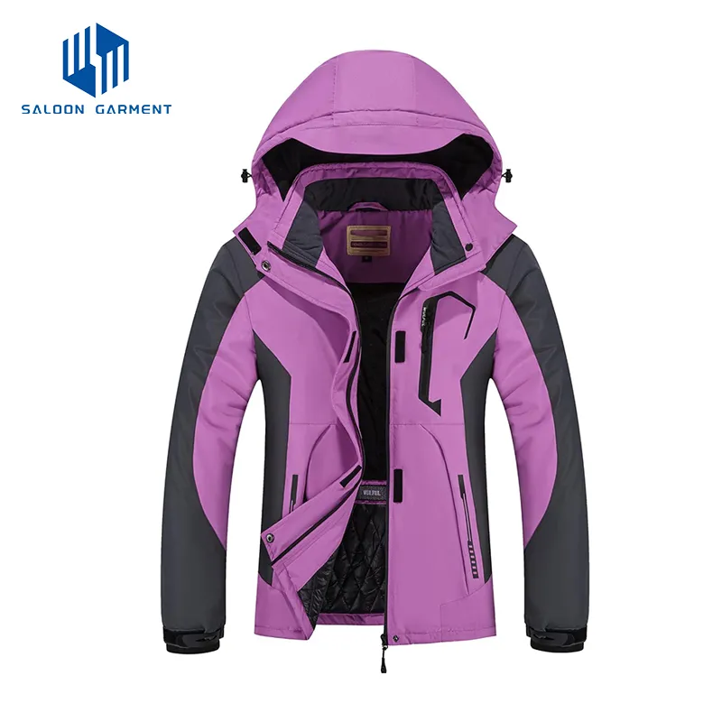 Women's Waterproof Fleece Lined Warm Winter Rain Ski Snow Jacket with Hood