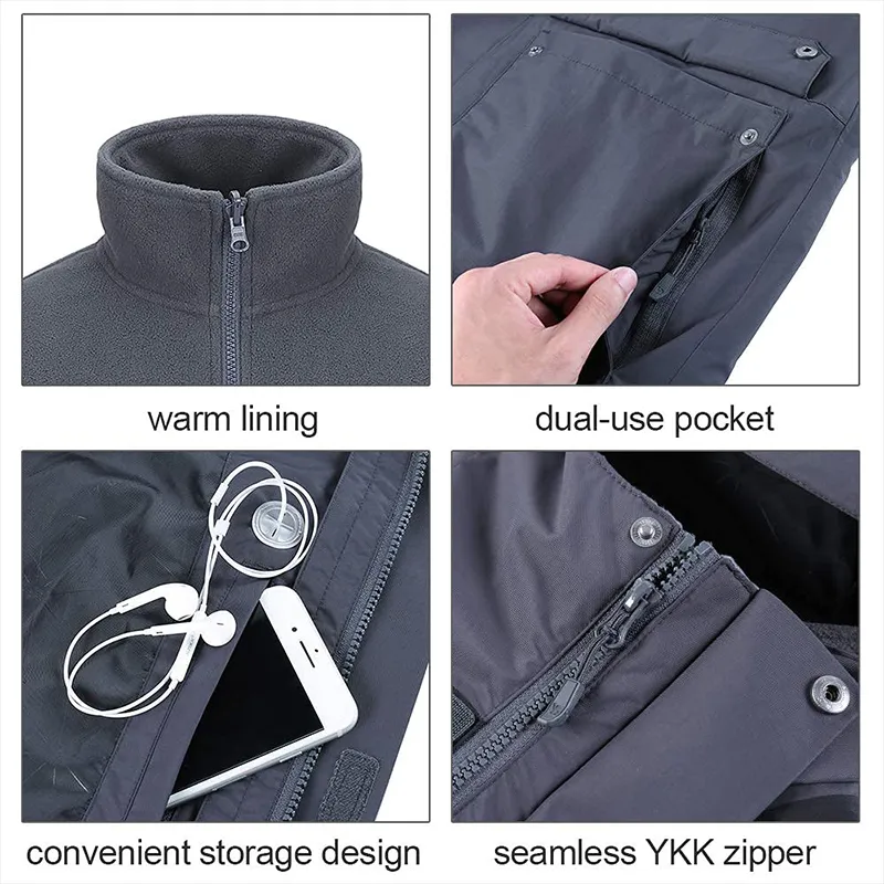 Men's Winter Coats Snow Water Resistant Windproof Fleece Parka 3-in-1 Ski Jacket