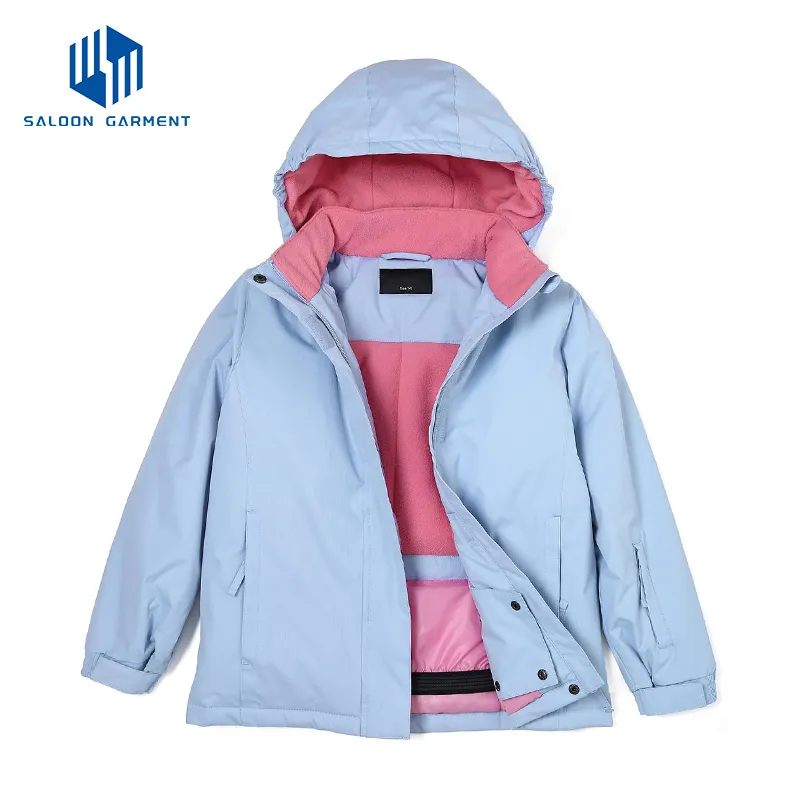 Custom Girls' Winter Snow Jacket with Hood Clothing Padded Ski Jacket
