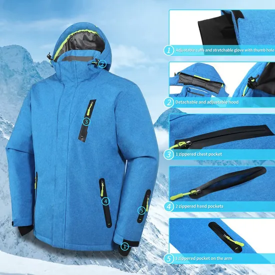 Men's Winter Waterproof Snow Coats Snowboard Fleece Lining Warm Parka Ski Jacket
