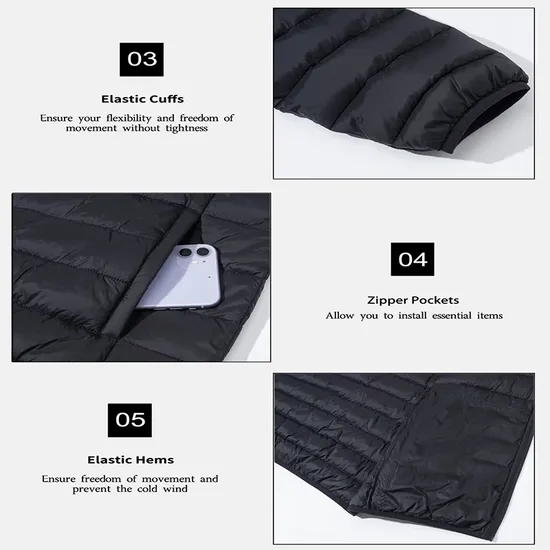 Men's Packable Winter Coat Outer Wear Puffer Down Jacket for Hiking Travel