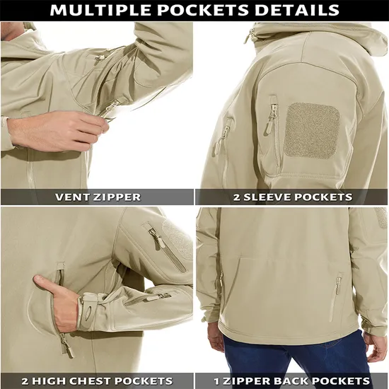 Men's Winter Outdoor Insulated Waterproof Tactical Softshell Jackets
