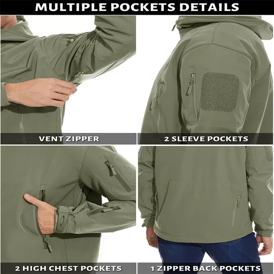 Men's Lightweight Breathable Waterproof Rain Tactical Softshell Jackets