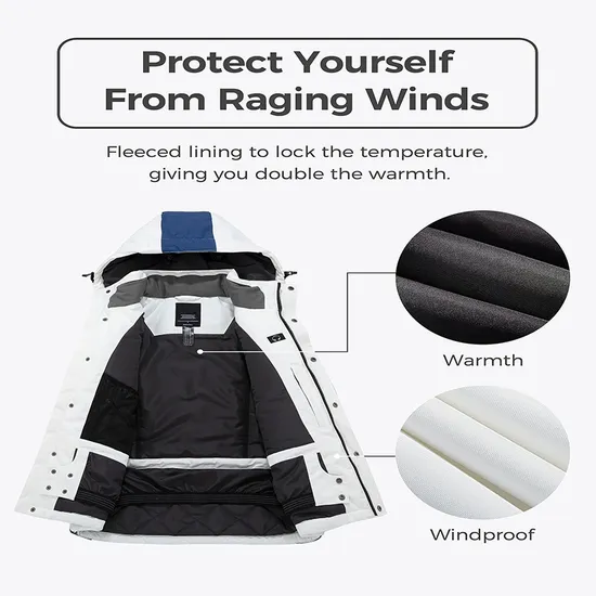 Mens Mountain Waterproof Windproof Raincoat Winter Warm Hooded Coat Ski Snow Jacket