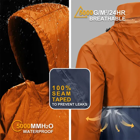 Outdoor Waterproof Rainwear Breathable Raincoat Rain Jacket for Men