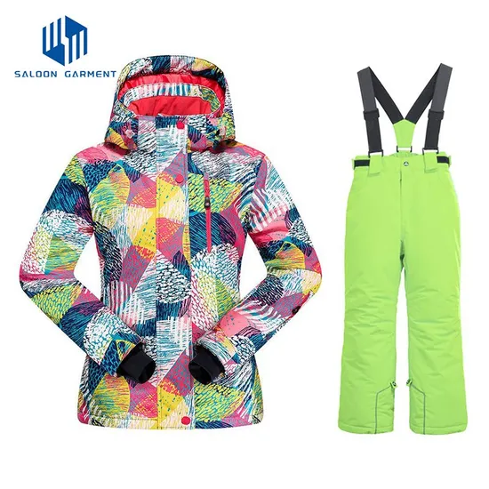 Girls Two Piece Waterproof Warm Jackets with Hood Winter Pants Snowsuits Ski Suits