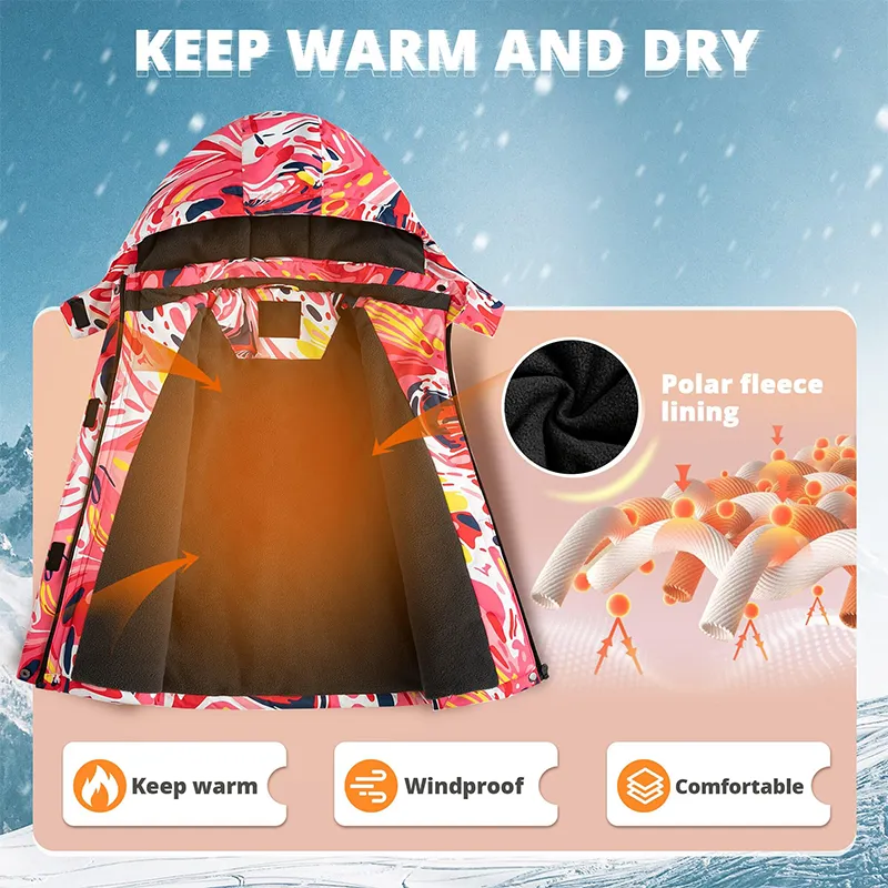 Girls Waterproof Fleece Lined Snowboard Warm Winter Snow Coats Ski Jacket