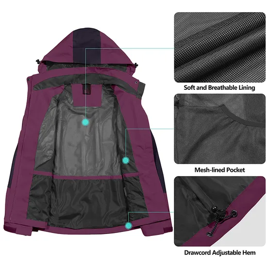 Spring Outdoor Waterproof Womens Custom Breathable Hooded Windbreakers