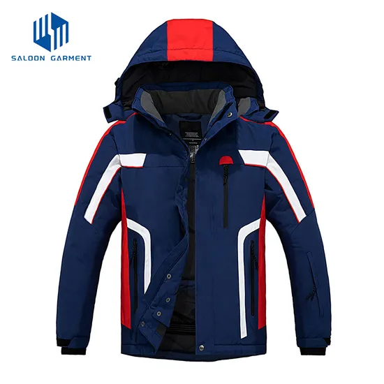 Men's Fitted Hooded Lightweight Water Resistant Coat Thermal Lining Ski Jacket