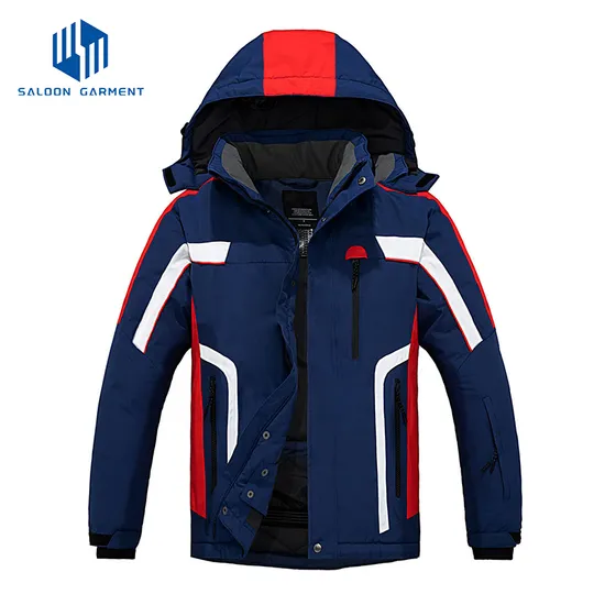 Men's Fitted Hooded Lightweight Water Resistant Coat Thermal Lining Ski Jacket
