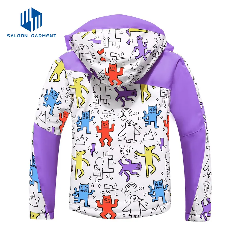 Kids Girls Waterproof Fleece Raincoat Winter Coat Warm Hooded Ski Snow Jacket
