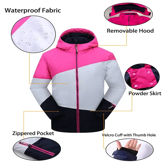Girl's Custom Logo Winter Outdoor Waterproof Breathable Snowboarding Ski Jacket