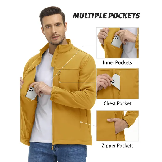 Men's Water Resistant Fleece Lined Hiking Training Coat Tactical Softshell Jacket