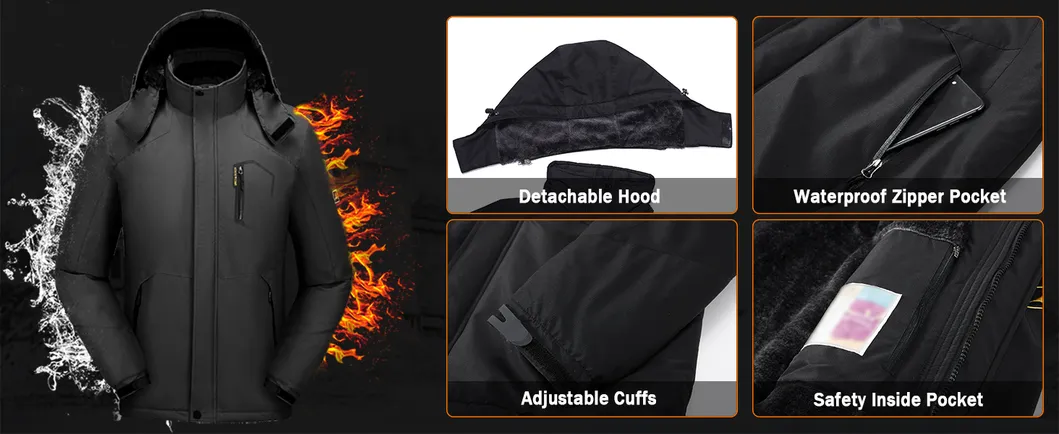 Men's Waterproof Insulated Cold Winter Warm Mountain Snow Coat Ski Jacket