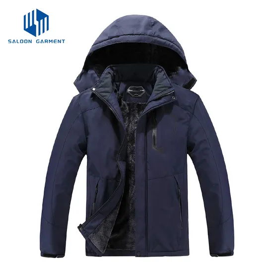 Men's Winter Softshell Puffer Coat Ski Jacket with Removable Hood
