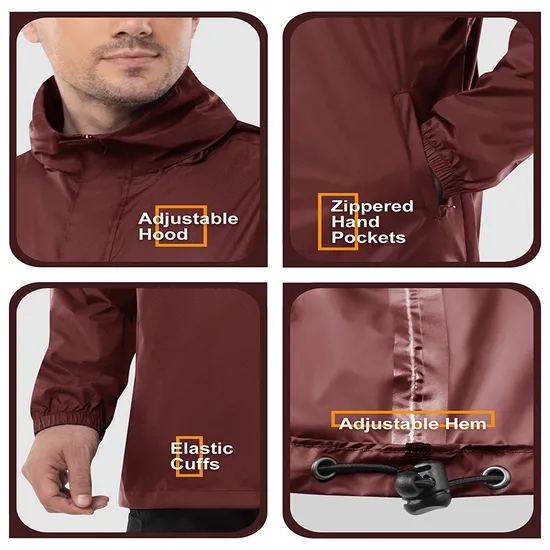 Waterproof Lightweight Raincoat Rain Poncho Jacket with Pocket