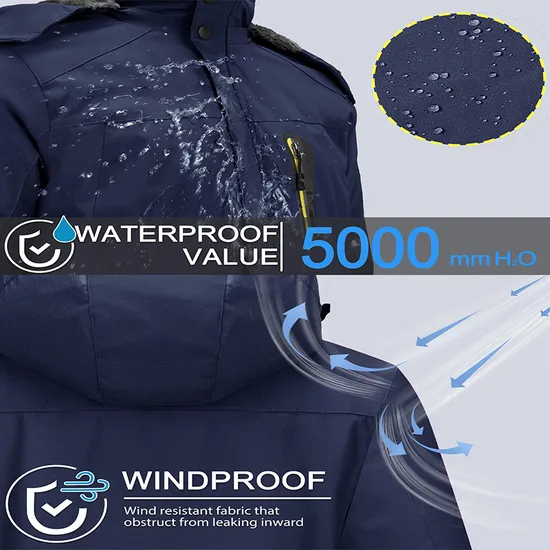 Men Waterproof Breathable Insulated Polyester Snowboard Ski Jacket