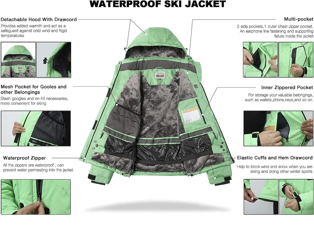 Women's Snowsuit Snow Coat Hooded Waterproof Windproof Ski Jackets