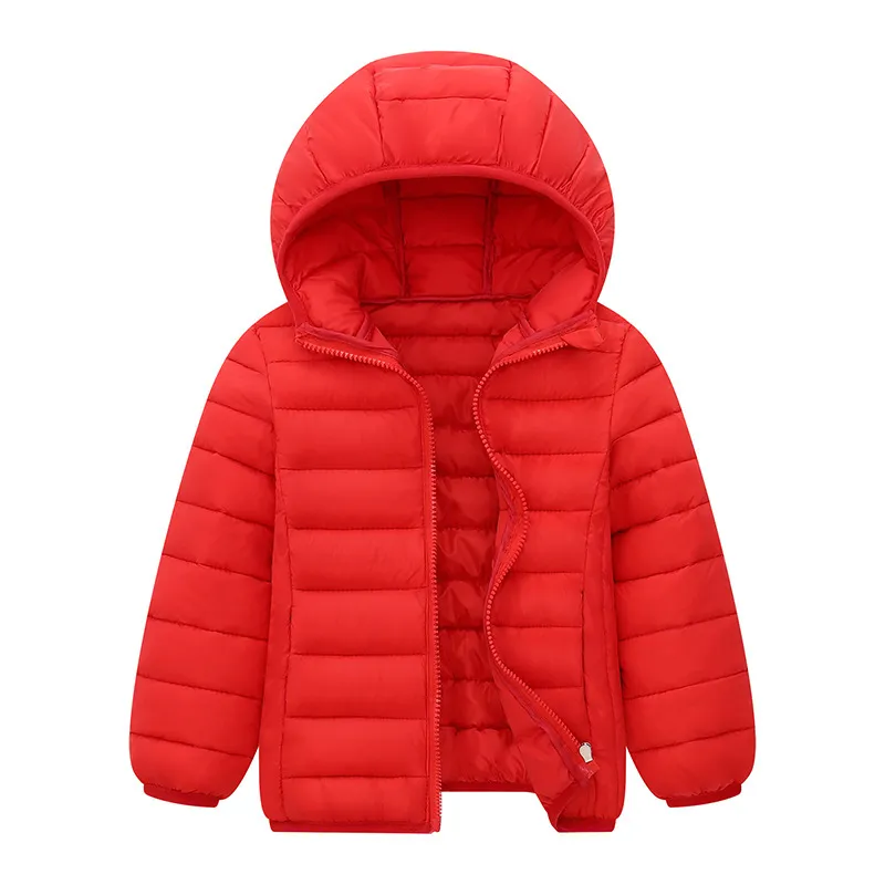 Wholesale Customized Winter Children Kids Boy Solid Color Thick Hooded Padded Coat Warm Quilted Jacket