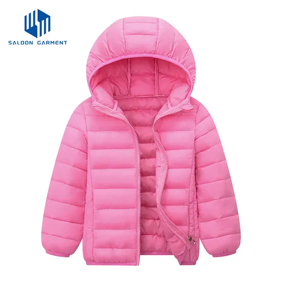 Wholesale Customized Winter Children Kids Boy Solid Color Thick Hooded Padded Coat Warm Quilted Jacket