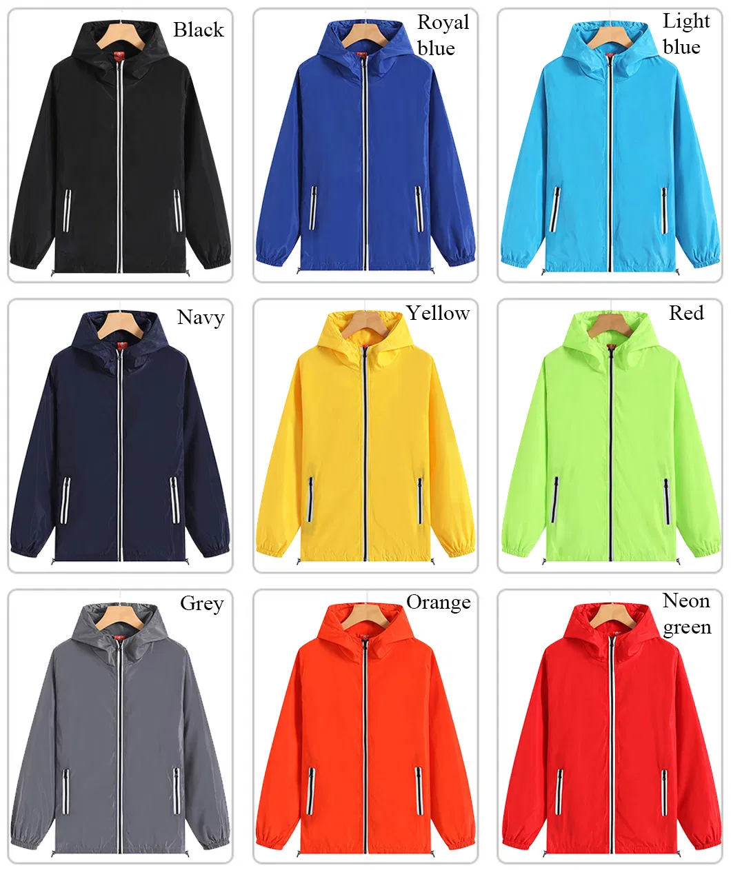 Custom Logo Polyester Sports Coat Lightweight Windbreaker Jackets
