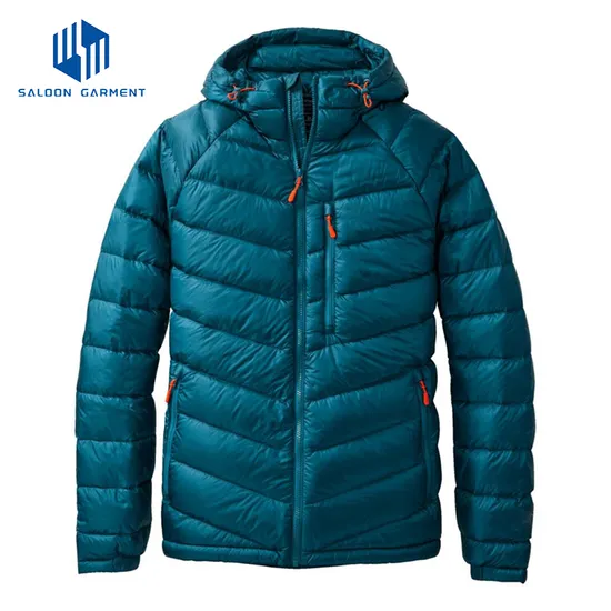 Custom Nylon Hooded Winter Coat Men Casual Lightweight Breathable Warm Quilted Jacket