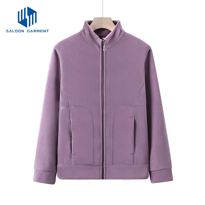Women's Outdoor Wear Breathable Polar Fleece Custom Jackets Ladies Casual Wear Side Pockets Full Zip Polar Fleece Jacket