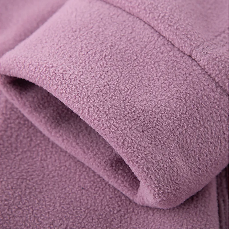 Custom New Arrival Women's Polyester Polar Fleece Jacket Outside Casual Full Zipper Plus-Size Stand Collar Jackets