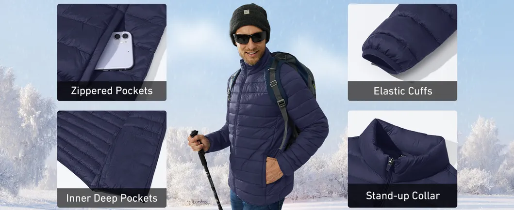 High Quality Men's Winter Padding Coat Water Resistant Quilted Jacket