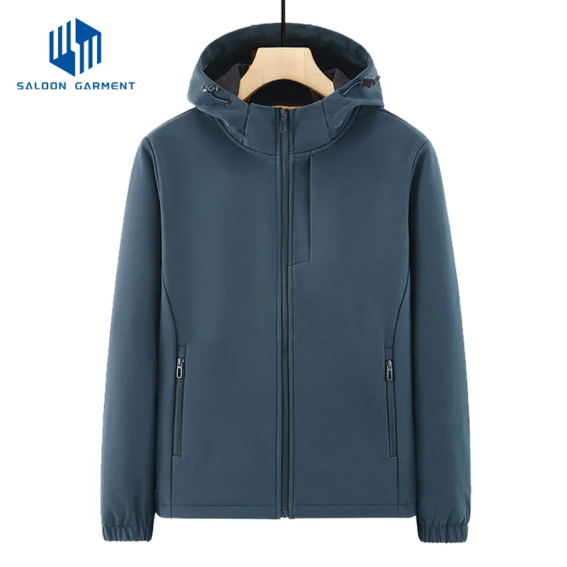 Autumn/Winter Plush Soft Shell Single Layer Windproof Jacket Outdoor Ski Men's Hooded Winter Jacket for Men