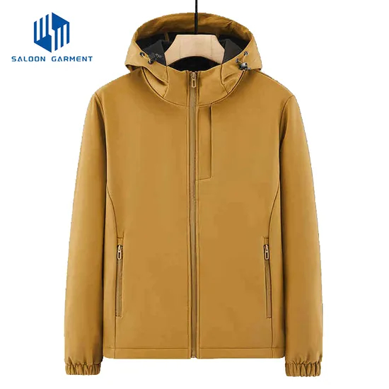 Autumn/Winter Plush Soft Shell Single Layer Windproof Jacket Outdoor Ski Men's Hooded Winter Jacket for Men