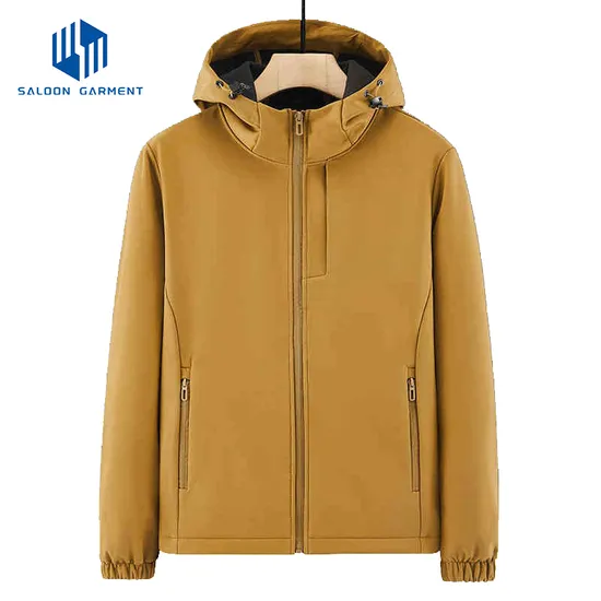 Autumn/Winter Plush Soft Shell Single Layer Windproof Jacket Outdoor Ski Men's Hooded Winter Jacket for Men