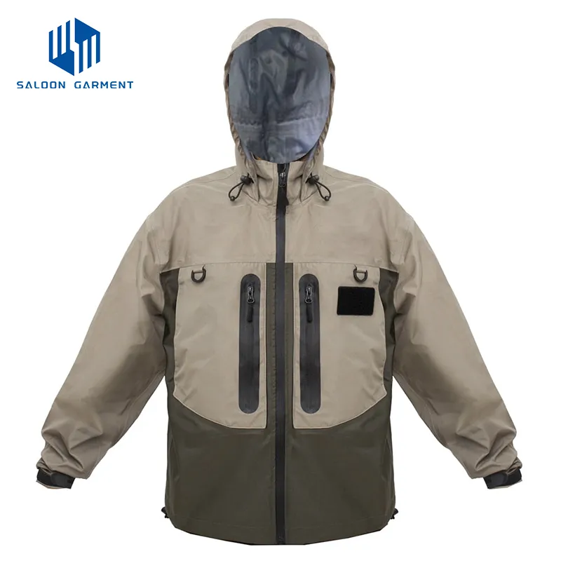 Custom Men's Waterproof Breathable Fishing 2.5 Layer Fabric for Wear Rain Jacket Outdoor Jacket