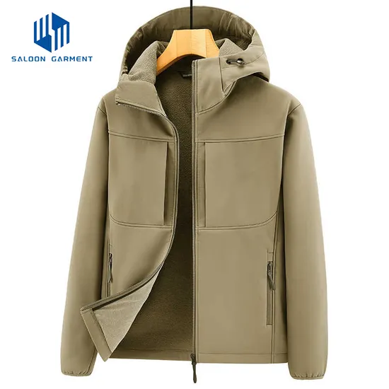 Wholesale 100% Polyester Embroidery Logo Full Zipper Waterproof Windproof Outdoor Climbing Hiking Soft Shell Jackets for Men