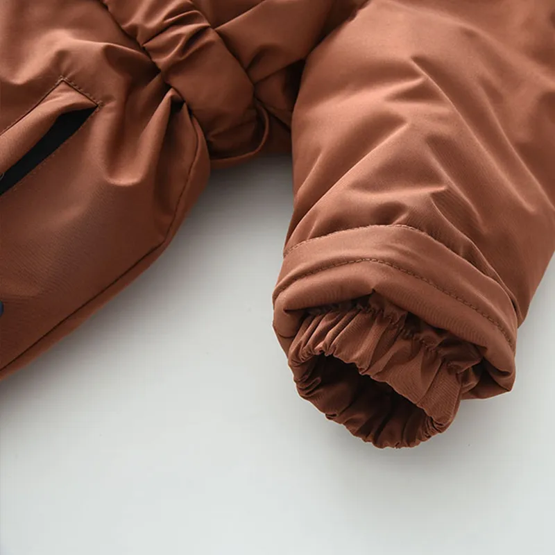 Winter Kids Coat Outerwear Baby Jumpsuits Snowsuit Waterproof Rompers with Hooded Jacket Button Closure Boys Girls Skiing