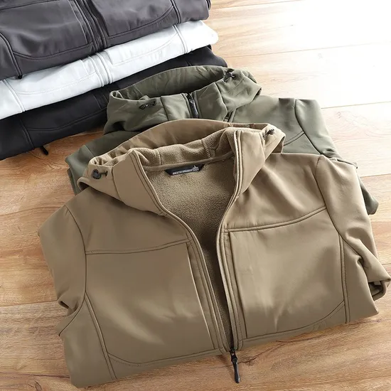 Custom Men's Outdoor Windproof Waterproof Camp Hiking Jacket Winter Warm Polar Fleece Soft Shell Jacket
