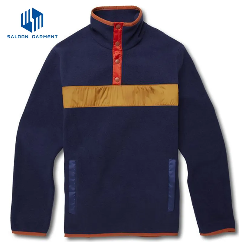 OEM Custom High Quality 100% Polyester Stand Collar Fleece Men's Fleece Pullover