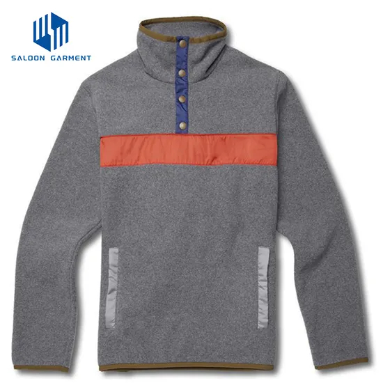 OEM Custom High Quality 100% Polyester Stand Collar Fleece Men's Fleece Pullover