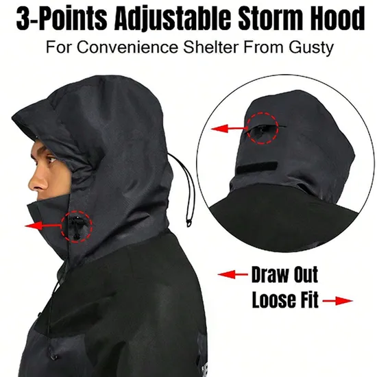 Men's Windbreaker Lightweight Hiking Windproof Waterproof Breathable Hooded Fishing Jacket