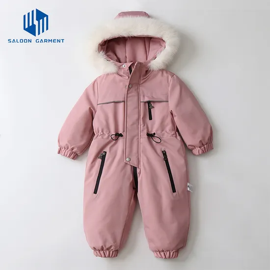 Children's Winter Thick Ski Jumpsuit Classic Minimalist Style Kids Romper Pants Unisex 100% Polyester Ski Jumprls Suit
