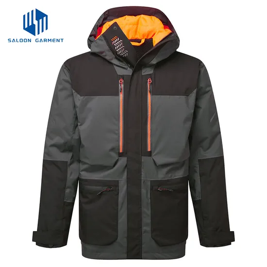 Wholesale Customized Logo Men's Warm Winter Coat 3 Layer Fabric with Hood Insulated Water-Resistant Fishing Jacket