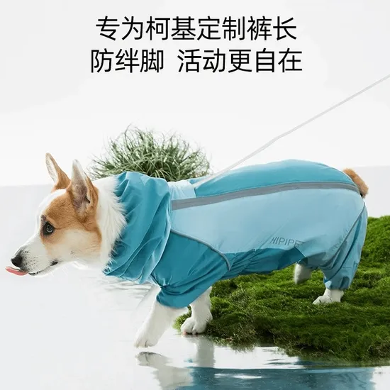 All-Inclusive Contrast-Colored Corgi Raincoat for Small and Medium-Sized Dogs