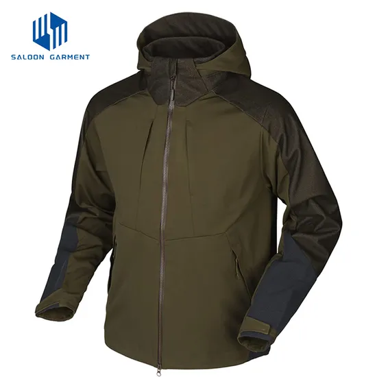 Outdoor Men Winter Front Pockets Inside Polyester Lining Fishing Soft Shell Jacket