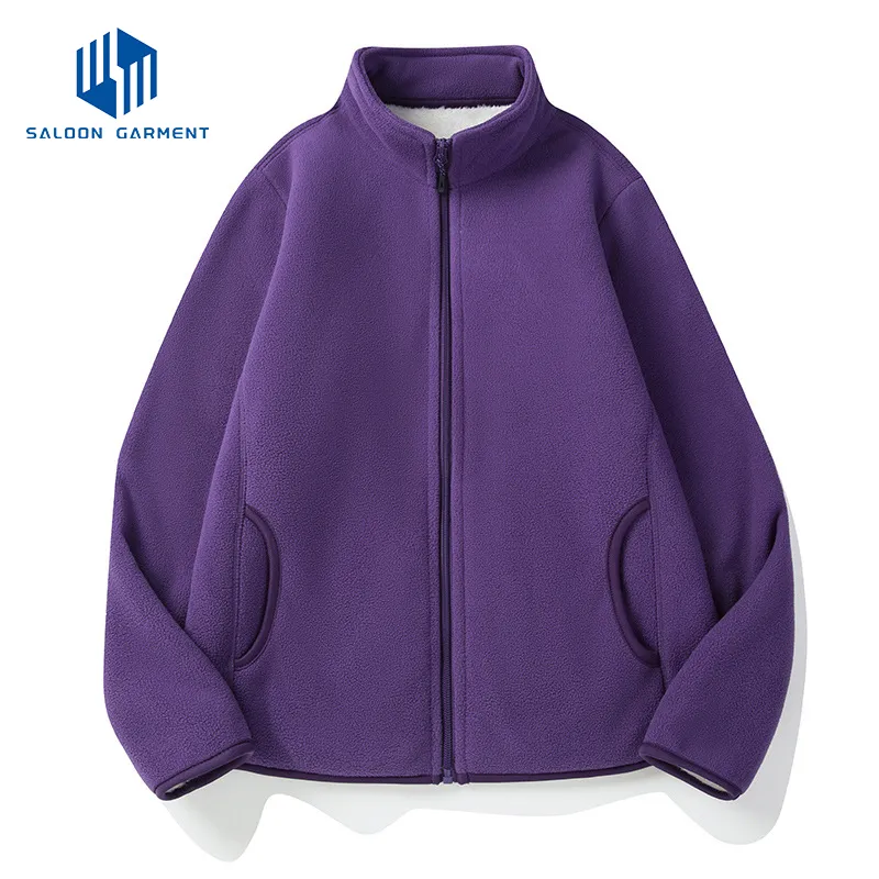 Wholesale 100% Polar Fleece Men's Jacket Zip up Solid Color Long Sleeve Men's Polar Fleece Jacket