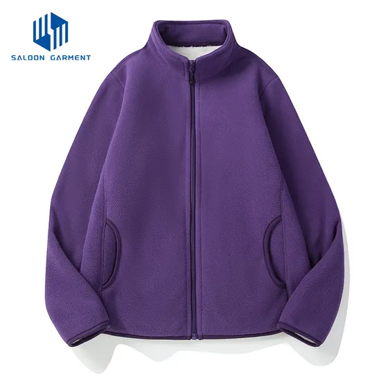 Wholesale 100% Polar Fleece Men's Jacket Zip up Solid Color Long Sleeve Men's Polar Fleece Jacket
