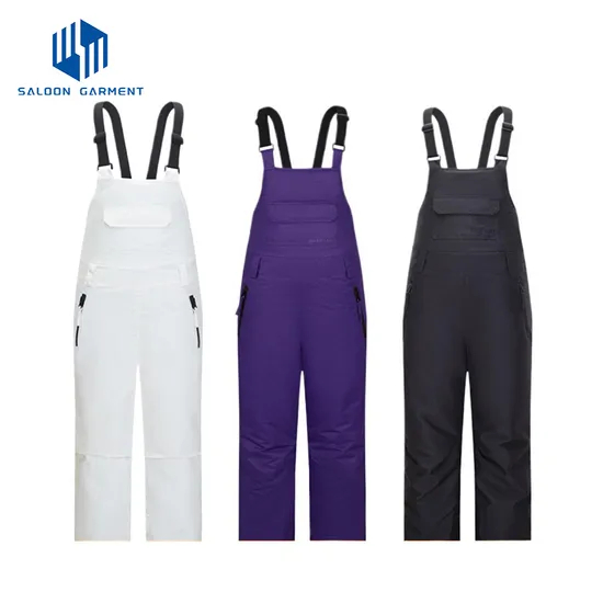 Women's Custom Logo Outdoor Warm Trousers Ski Snow Snowboarding Pants with Shoulder Straps
