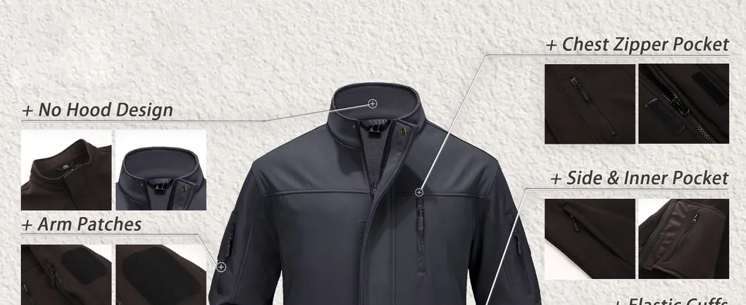 Mens Fleece Winter Coats Windproof Warm Tactical Softshell Jacket