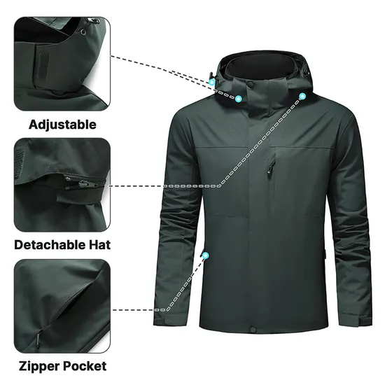 Outdoor Men's Lightweight Waterproof Windbreaker Hooded Softshell Raincoat Rain Jacket